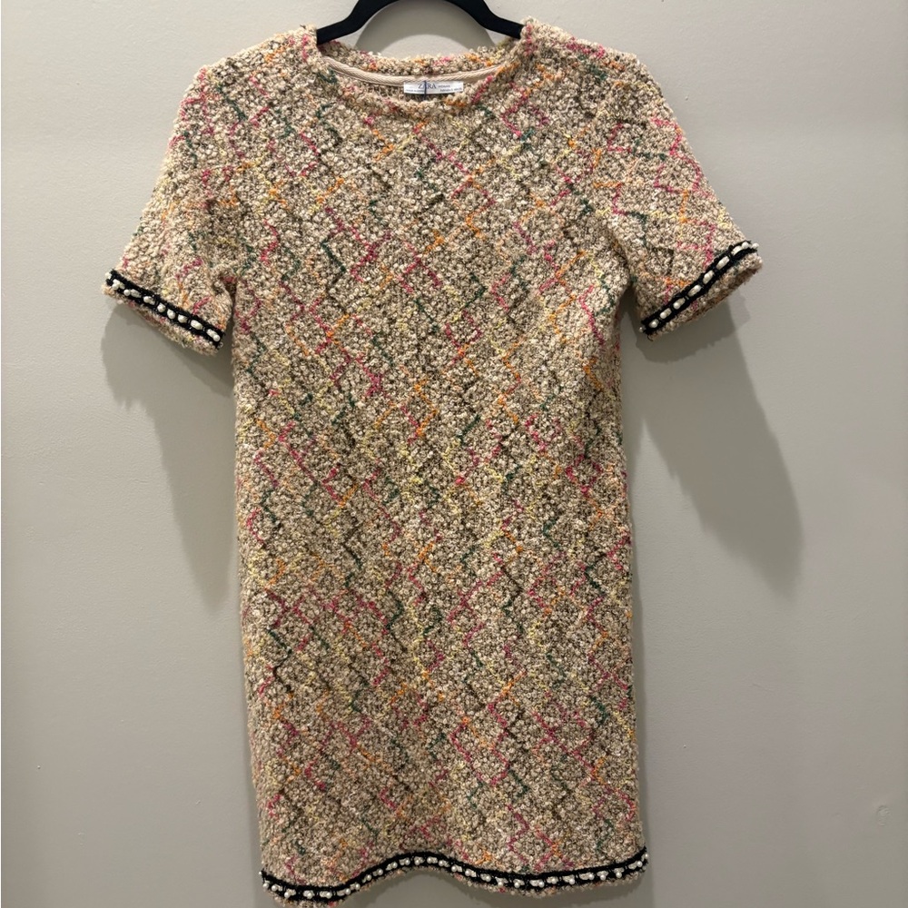Tweed Sheath Mini Dress with sleeve details